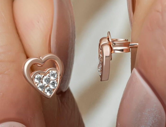 Heliophilia Silver Pendientes de Plata de Ley 925 con Oro Rosa y Circón
